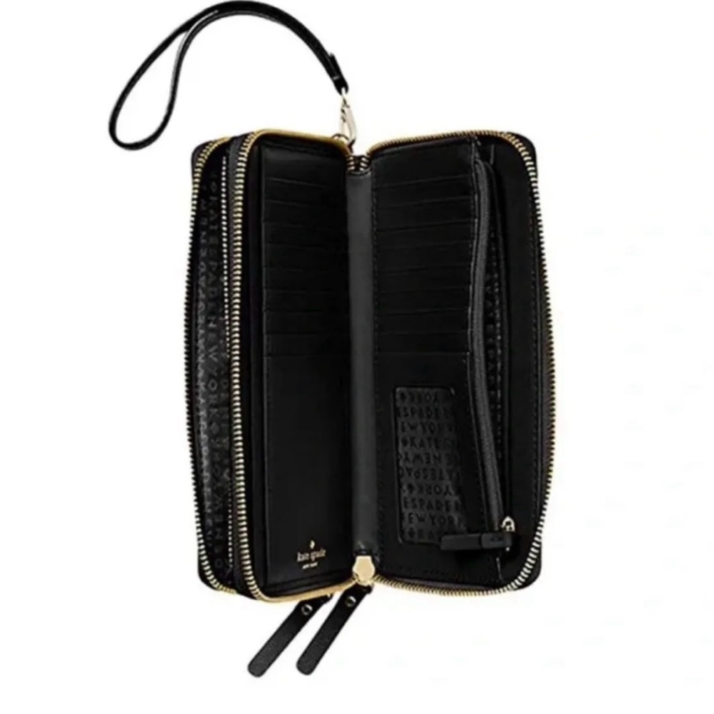 SHIPS TODAY! Kate Spade Anita Grove Street Wristlet/Clutch/Wallet- Black & Gold